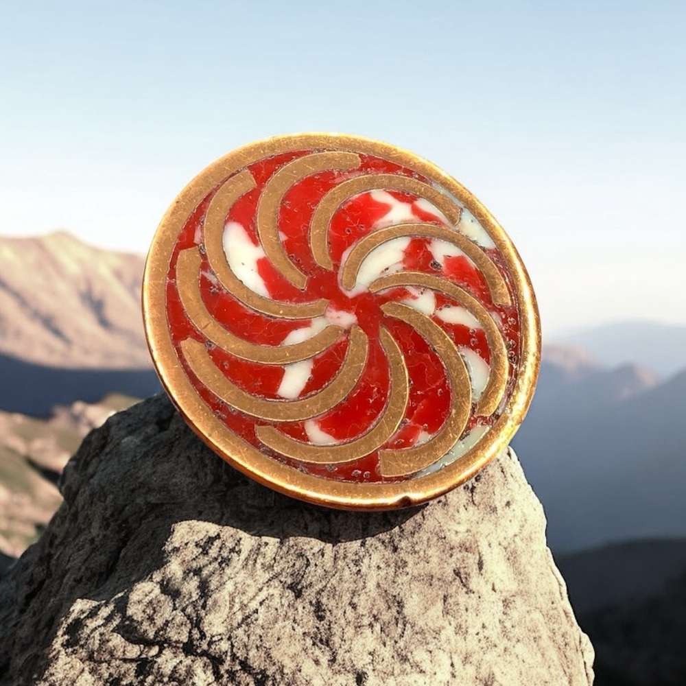 🌺UNIQUE Mexican Copper Spiral Brooch